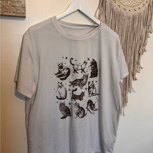 SHEIN Cat Print Tee - Cream